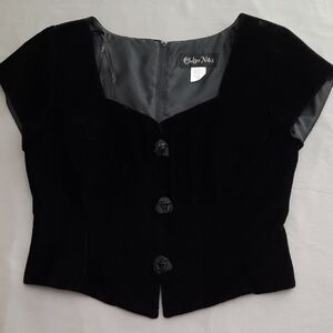 Chelsea Nites Elegant Black Velvet Top - Size 8